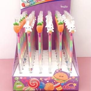 Stylo de surbrillance pour compte d'étudiant arc-en-ciel créatif 6 couleurs en un stylo <span class=keywords><strong>gel</strong></span> <span class=keywords><strong>gouache</strong></span> en plastique mignon encre orange rouge écriture 0.7mm - Product Image 2