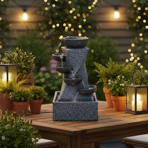 <span class=keywords><strong>Fontaine</strong></span> de jardin autoportante moderne en résine artificielle, résistante aux intempéries, finition polyrésine pour la décoration de patio extérieur - Product Image 2