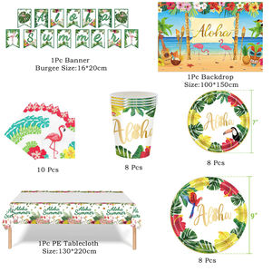 Forniture per feste a tema compleanno per bambini Hawaii kit piatti di carta estiva <span class=keywords><strong>Aloha</strong></span> per decorazioni - Product Image 2