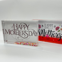 Lot de cadres à liquide pour la Fête des Mères avec paillettes roses, logo personnalisé, emballage cadeau pour maman, flotteur en forme de cœur, haute transparence