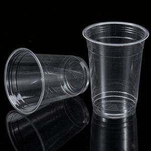 Disposable Eco-Friendly PET Clear 20oz Juice Bubble Tea <b>Coffee</b> Smoothie <b>Cups</b> with Diamond Lid and Custom Logo - Product Image 5