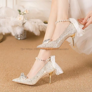 Chaussures à talons aiguilles en strass pour femmes, à bout pointu, à enfiler, pour demoiselles d'honneur et soirées estivales – Vente chaude, livraison rapide, vente en gros directe usine - Product Image 4