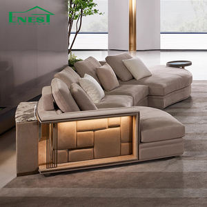 Canapé incurvé modulaire de luxe haut de gamme canapé <span class=keywords><strong>demi</strong></span>-<span class=keywords><strong>lune</strong></span> rembourré ensemble de canapés en <span class=keywords><strong>cuir</strong></span> de salon pour meubles de maison Villa - Product Image 3