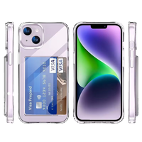 Étui de téléphone hybride pour fente pour carte iPhone 15 Pro Max étui de téléphone transparent pour iPhone 16 Pro 13 12 11
