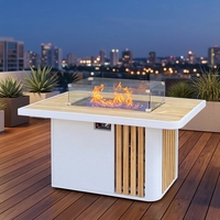Table de foyer rectangulaire en bois de teck de 55000 BTU