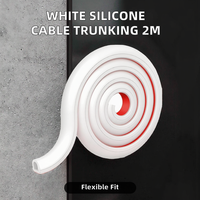 Goulotte de câblage électrique autocollante en silicone souple JN White Modern, avec ouverture latérale pour un seul câble, cache-câbles mural pour TV, 2M