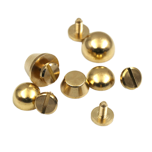 Pieds de sac en laiton massif, vis à tête plate, rivets métalliques pour la protection du fond des sacs à main, clous pour le cuir, bricolage - Product Image 1