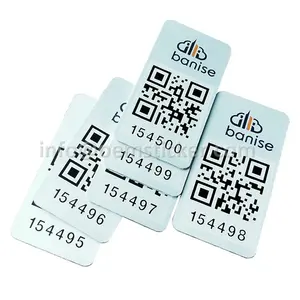 Metal seri numarası ekipmanları tabela lazer işaretli QR kod izleme etiketi sıralı barkod alüminyum varlık envanter kimlik etiketleri