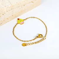 Bracelet empilable hypoallergénique et étanche pour enfants, avec breloques en émail fraise, cœur et coquillage, pour filles