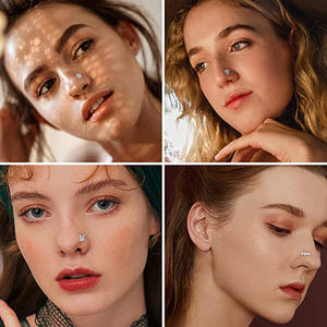 <span class=keywords><strong>Anneau</strong></span> nasal en acier inoxydable 316L cristal CZ clous de nez en forme de L <span class=keywords><strong>piercing</strong></span> nasal carré bijoux de corps pour femmes - Product Image 3