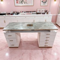 Ensemble table et chaises de manucure en MDF de luxe professionnel couleur de taille personnalisée avec ventilateur charge USB pour onglerie