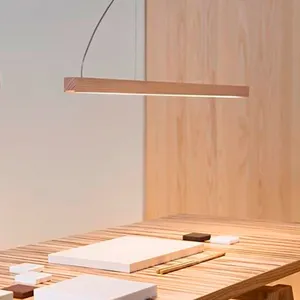 LED ליניארי תליון אור עץ אחת דקורטיבי תאורת תליית תליון מנורת אור עבור חדר שינה מסעדה