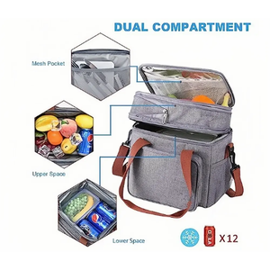 Mochila Nevera Doble Oxford con Logotipo Personalizado, Bolsa de Almuerzo Aislada Portátil con Correa para el Hombro para el Trabajo o la Escuela - Product Image 3