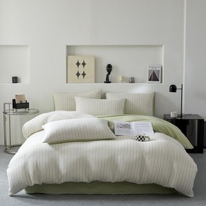 <span class=keywords><strong>ชุด</strong></span>ผ้าปูที่<span class=keywords><strong>นอน</strong></span>ลายทางผ้าฝ้ายสองเส้นด้าย 4 ชิ้น พร้อมปลอกหมอนและปลอกผ้านวม - Product Image 4