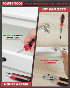 Ensemble de perceuse sans fil 21V avec boîte à outils roulante, ensemble d'outils de mécanicien de 286 pièces pour la réparation à domicile et automobile - Product Image 5