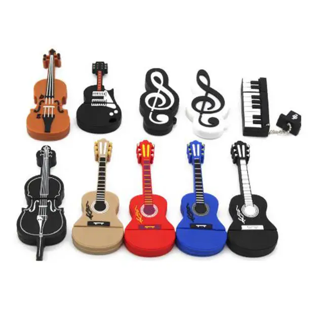 Dibujos animados Piano guitarra violín temático USB Flash Drive nuevo 2,0 1GB a 64GB memoria Pendrive para regalo o regalo de promoción para músicos