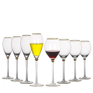 Oro Premium cerchio fantasia vino rosso bicchieri di Champagne vetro lungo stelo rosso bicchieri di vino per la festa di nozze