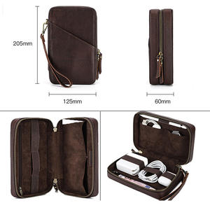 Bolsa de Herramientas de Cuero Genuino para Cable de Datos de Teléfono, Auriculares Bluetooth, Caja de Almacenamiento Moderna, Bolso de Mano para Teléfono Móvil - Product Image 6