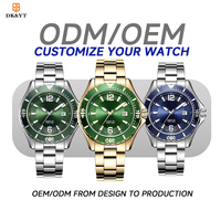 Jam Tangan Pria Mewah Berkualitas Tinggi OEM Logo Kustom 10ATM Tahan Air Kristal Safir Baja Tahan Karat Diver Miyota Quartz