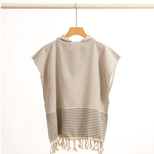 Toalla con capucha de algodón a rayas de 60x60 cm para niños, ideal para la playa - Product Image 5