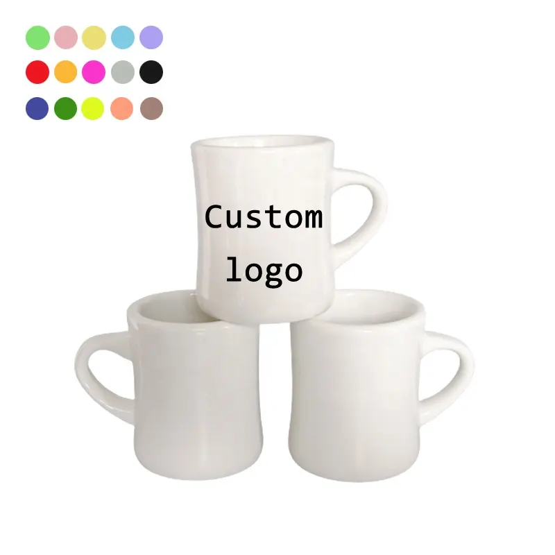 Taza de café de cerámica adelgazante con cintura gruesa blanca personalizada, artículos de regalo, tazas personalizadas de sublimación únicas