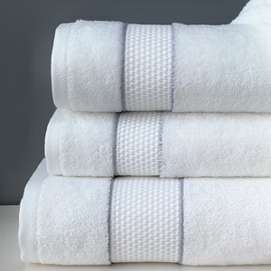 Gift <b>Towel</b> <b>Set</b> 100% Cotton White And Gray Honeycomb Satin Custom Logo Promotional <b>Towels</b> - Product Image 1