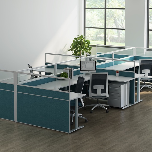 Modern Customized MDF Modular Office Desk Workstation with Storage Cabinet