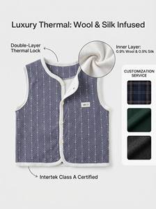 <span class=keywords><strong>Gilet</strong></span> Enfant Double Couche Prêt à Expédier 95,5% Coton Spandex Extérieur Doublure Mélange Soie Laine Garçons Filles Sans Manches En Stock - Product Image 2