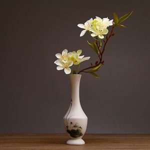 Hand-painted White Porcelain Chinese-style Hydroponic Flower <b>Vase</b> Lotus Design <b>Small</b> Decorative Desktop <b>Vase</b> for Scenic Areas - Product Image 3
