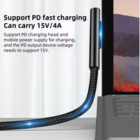 Câble de chargeur PD 100W Type-C vers Microsoft Surface, cordon d'alimentation USB-C tressé pour Surface Pro 7/8/9, Laptop Go, Book 3