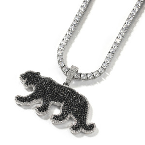 Nouvelle personnalité hommes Hip Hop Animal pendentif glacé <span class=keywords><strong>noir</strong></span> Zircon cubique Cz <span class=keywords><strong>diamant</strong></span> léopard pendentif collier <span class=keywords><strong>bijoux</strong></span> - Product Image 1