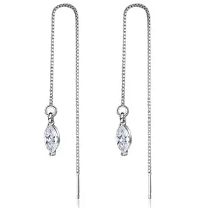 Lange Quaste TearDrop eingelegt glänzend 5A Zirkon Tropfen Ohrringe für Frauen Modeschmuck 925 Silber Ohr stecker Piercing Ohrring