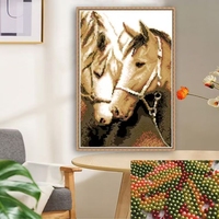 Kit de broderie de perles en tissu M-069, motif cheval, bricolage, artisanat fait main, travaux d'aiguille, décoration murale pour la maison, cadeau