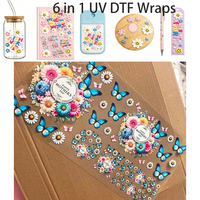 Lot de 6 autocollants UV DTF pour maman, motifs papillon, pour livres, verres Libbey 16oz, carnets A5, stylos, marque-pages, couvercles de tasses InOne