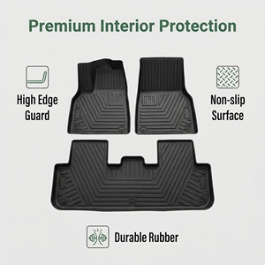 Nouveaux produits, tapis de sol de voiture imperméables et antidérapants en TPE 3D, ensemble complet pour 5 sièges, pour ModelY/Y, tapis de sol standard - Product Image 1