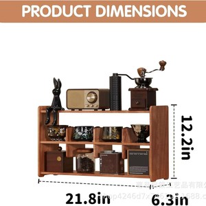 Wooden Double Layer Teacup Holder Retro <b>Desktop</b> <b>Shelf</b> Multipurpose Storage Living Room Display Rack Rectangle Freestanding - Product Image 5