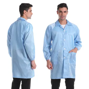 רצועה כחולה אנטי סטטית בגד עבודה חליפת ESD מעיל חדר נקי שמלת חלוק סרבל בגדי עבודה בגדי ESD