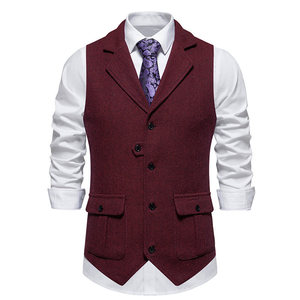 <span class=keywords><strong>Chaleco</strong></span> de ropa exterior informal de <span class=keywords><strong>Tweed</strong></span> Retro para <span class=keywords><strong>hombre</strong></span> M88 <span class=keywords><strong>Chaleco</strong></span> de decoración de botones de temporada de primavera - Product Image 2