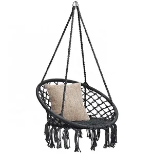 Silla hamaca de macramé moderna para exteriores, cojines de cuerda de algodón tejidos a mano, mecedora relajante para bebé para dormitorio, parque, red de pesca - Product Image 1