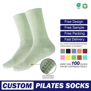 Di alta qualità su misura logo cotone media Non slittamento in Silicone Indoor Fitness Pilates calze da donna calze sportive calze - Product Image 5
