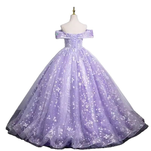 Vestido de Gala con Hombros Descubiertos, Floral, con Lentejuelas y Tul, para Quinceañera, Escote Corazón, Vestido de Noche - Product Image 1