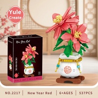 Jouet de construction éducatif en gros, style DIY, compatible avec les blocs en plastique ABS, ornement, panier à fleurs, particules éternelles, plante en pot