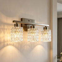 Luminaire mural moderne à 3 têtes en fer et verre LED pour salle de bain, finition nickel, lumière blanche chaude pour hôtel