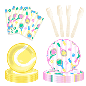Ensemble de vaisselle sur le thème du sport DAMAI avec des éléments de tennis, assiettes en papier, serviettes, gobelets pour fête d'anniversaire de garçon ou de fille - Product Image 4
