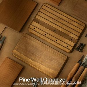 <b>Wooden</b> wall-mounted key rack for living room, suitable for home use, including door <b>hooks</b> and <b>coat</b> racks. - Product Image 3