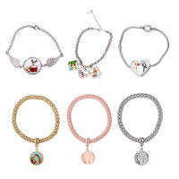 Bracelets vierges pour sublimation SCCFMM, cadeau créatif pour femme, pendentif en forme d'ange et de cœur, chaîne en maïs, alliage de zinc, photo DIY