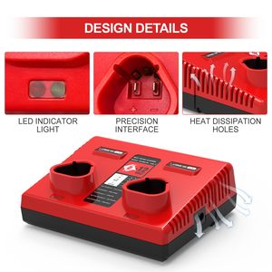 Cargador de Batería de Doble Puerto de 12V Compatible con Baterías de Litio Milwaukee de 12V, Cargador Rápido Portátil para Herramientas Eléctricas - Product Image 6