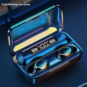 F9-5C Earphone Tws dengan 2000MAh Power Bank LED Display Casing Pengisi Daya Tws F9 Earbuds TWS 5.0 Headphone