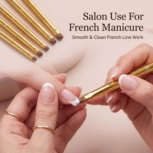 Ensemble de 5 pinceaux à ongles en gel avec manche doré, poils en nylon, pour manucure française et extension d'ongles - Product Image 4