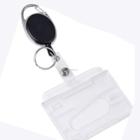 Porte-badge ovale noir à double usage Porte-carte d'identité en plastique dur avec double face pour 2 cartes Caractéristiques horizontales et verticales